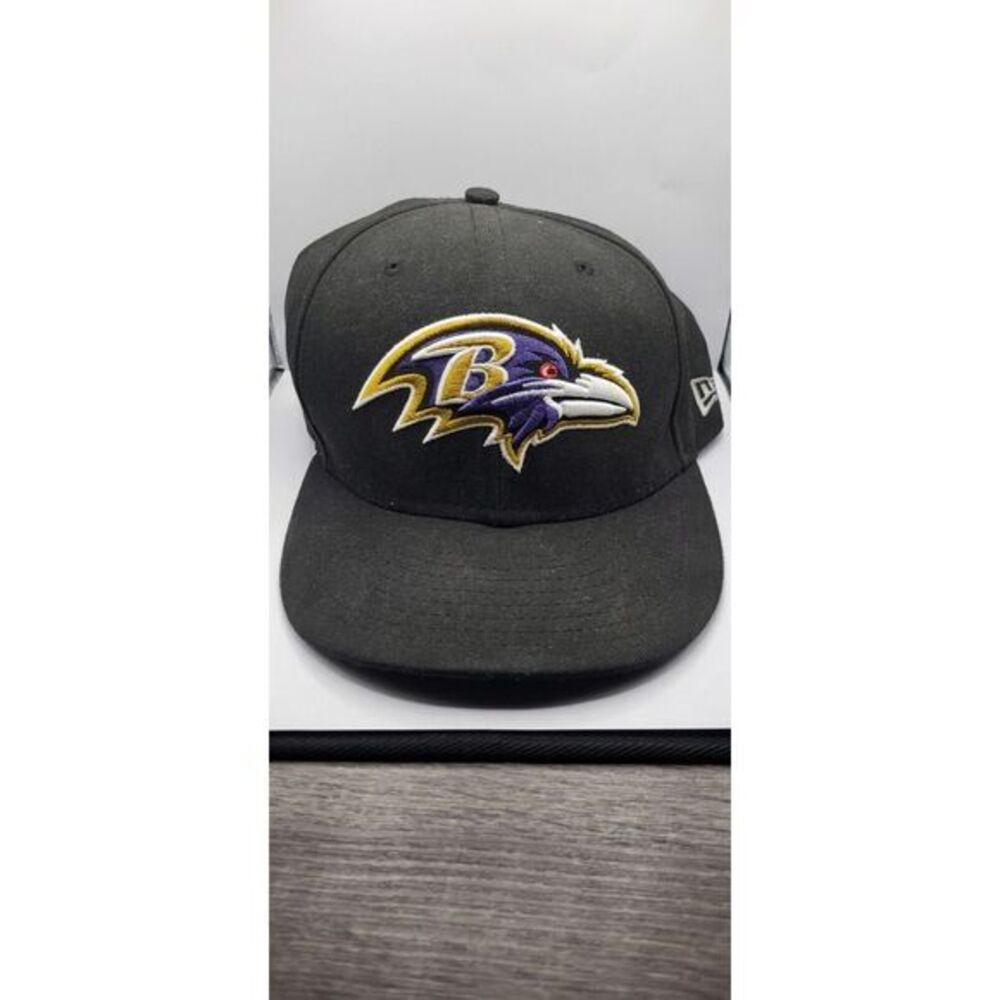 Baltimore Ravens Black Hat New Era 59 Fifty NFL Fitted Size 7 1/2 USED
